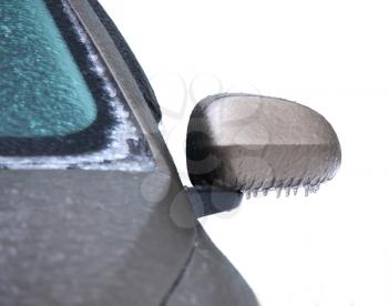 Frozen car. Winter problem transortation.