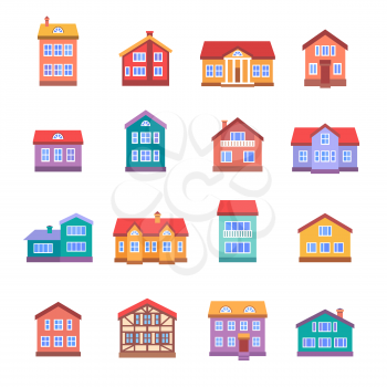 House icons set isolated on white background. Flat style vector illustration.