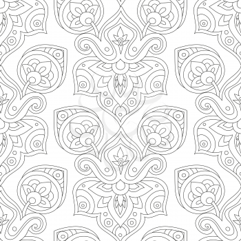 Ethnic line seamless pattern. Boho style vector illustration. Oriental decorative elements. Abstract background.