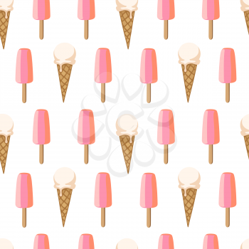 Seamless pattern with ice cream. Vector illustration.