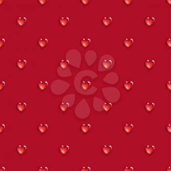 Seamless pattern with 3d hearts. Valentine's day background. Vector illustration.