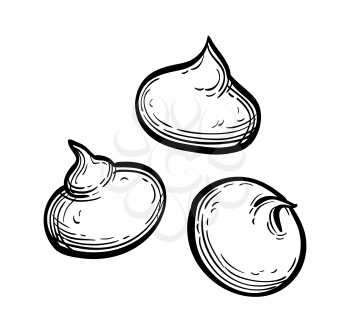 Meringue cookies. Ink sketch isolated on white background. Hand drawn vector illustration. Retro style.