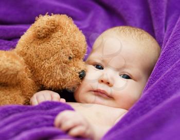 Adorable baby 3 months, close-up portrait