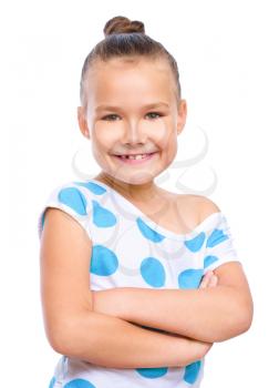 Portrait of a cute girl, isolated over white