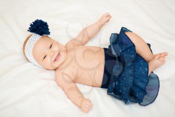 Adorable baby 3 months, close-up portrait