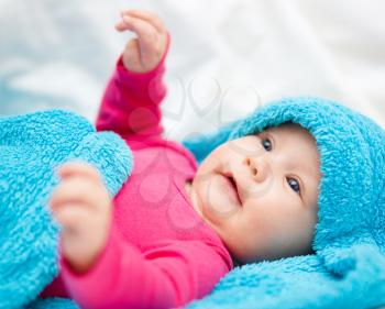 Adorable baby 3 months, close-up portrait