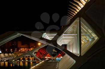 Valencia, SPAIN - December 31 Night view of the City of arts in city Valencia, on December 31,  2014, Spain.