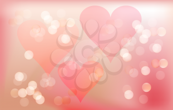 Pink romantic background for Valentines day with hearts and circles of Boke. The perfect backdrop for lovers ' hearts.