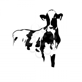 Portrait of a big black and white cow vector