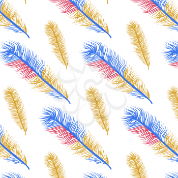 Summer and spring joyful pattern of bird feathers blue with yellow.