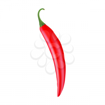 Realistic picture of the Cayenne red pepper on white background