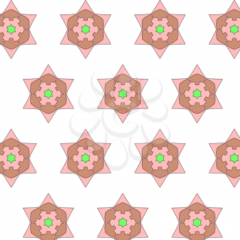 Funny kids cartoon pattern with geometric ornament. Patterns baby pink and blue.