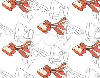 Fish is funny in the manner of fairy tales. Cartoon colourful fish. seamless pattern