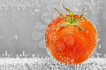 Red tomato in water. design element