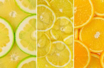 Fruit Mix of sweetie fruit, lemon and orange fruit texture close-up