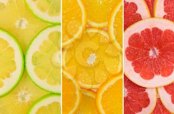 Fruit Mix of sweetie fruit, orange and grapefruit fruit texture macro
