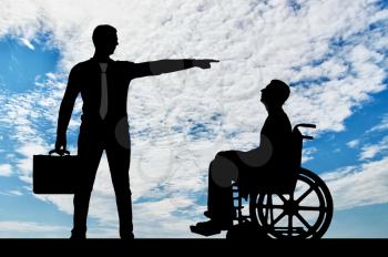 Employer refuses the disabled person in a wheelchair to employ him for work. The concept of discrimination and inequality for people with disabilities