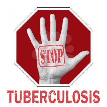 Stop tuberculosis conceptual illustration. Open hand with the text stop tuberculosis. Global social problem