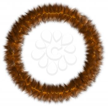 Round framework from fur on a white background.