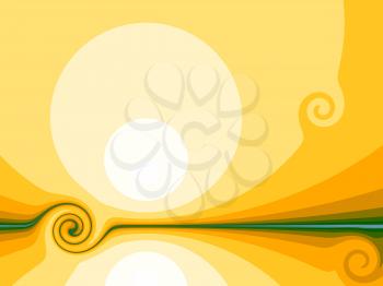 Beautiful yellow background with stylized sun and its reflection.