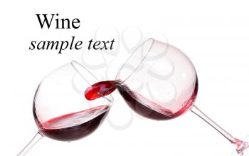 Set of glasses with red wine(with sample text)