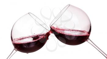 Set of glasses with red wine