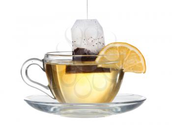 lemon tea with a splash on a white background