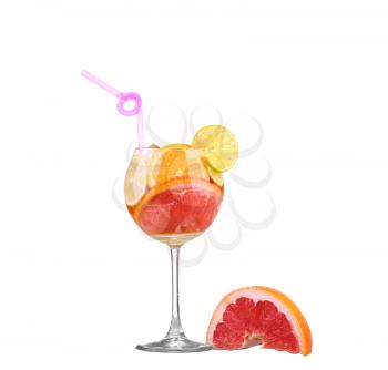 White Sangria in stemware on a white background