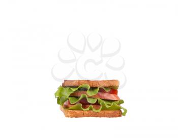 Sandwich with Tomatoes, Ham and Cheese isolated on white