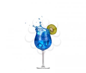 blue cocktail with splashes on white