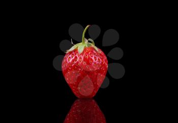 Red strawberries against dark background