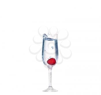 cherry splash in a cocktail glass on white