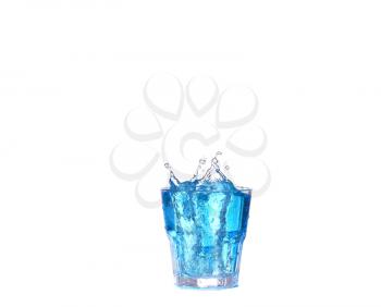 blue cocktail with splash on white