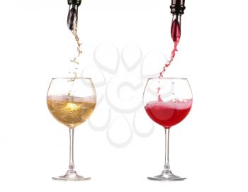 Red and white wine splash diagonal