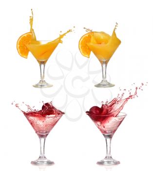 Collage Orange cocktail with splashes. Vector illustration