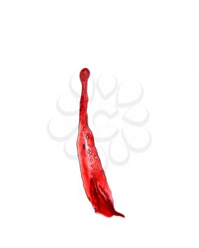 Red wine splashes isolated on white background