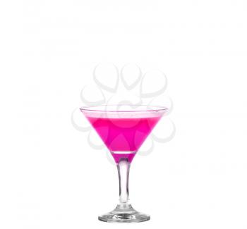 Fresh pink cocktail isolated on white background