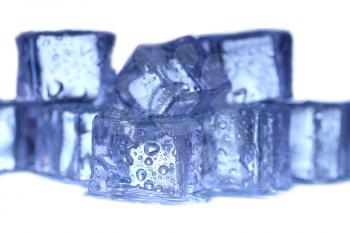 Ice cubes on white background.