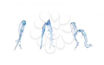 Blue splash closeup shoot, isolated on white background