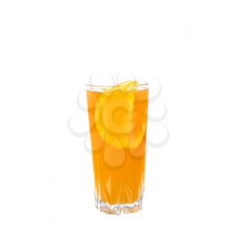 Glass of orange juice with peaces of orange inside