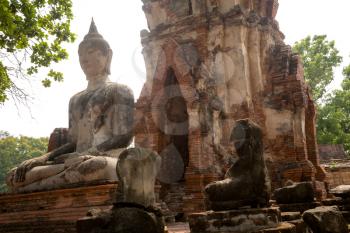 Old Beautiful Thai Temple wat Mahathat, Ayutthaya Historical Park, Ayutthaya, Thailand. Buddha,Historic City of Ayutthaya,watmahathat.