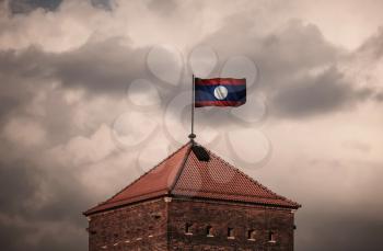 Flag with original proportions. Flag of the Laos