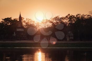 Sukhothai Historical Park, a UNESCO World Heritage Site in Thailand. the old town of Thailand in 800 year ago