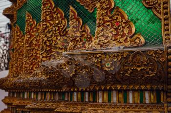 beautiful details of Thai fine arts at Buddhist temple. beautiful new temple near Chiang Mai, Thailand