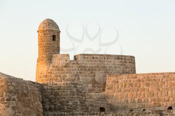 Dusk at the recontructed Bahrain Fort near Manama at Seef, Bahrain