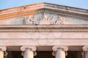 Detail of meeting and drafting of constitution on front of Jefferson Memorial in Washington DC