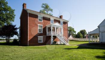 Rear view of McLean House where Ulysses S Grant accepted surrender of Southern Army under General Robert E Lee in Appomattox, Virginia, USA