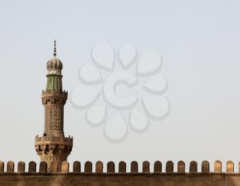 Detail of minaret at Alabaster Mosque or Mosque of Muhammad Ali Pasha in the Citadel in Cairo Egypt