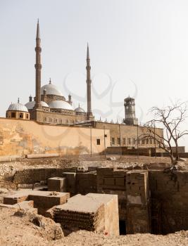 Excavations by the side of the Alabaster Mosque or Mosque of Muhammad Ali Pasha in the Citadel in Cairo Egypt