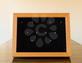 Wooden display case with glass window to show small jewelry or products in store or art fair